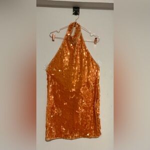 Halter sequined orange dress